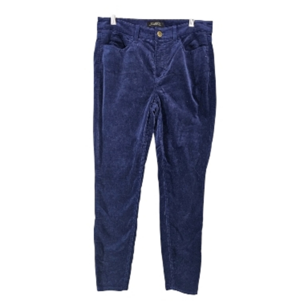 Talbots 10P Deep Blue Velvet Straight Leg Mid Rise Pants Edgy Contemporary Chic